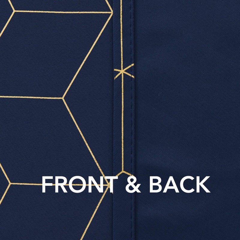 Deconovo Grommet Blackout Curtains, Room Darkening Gold Diamond Drapes, 2 Panels, Navy Blue, 42W x 63L Inch, for Bedroom and Living Room - Image 4